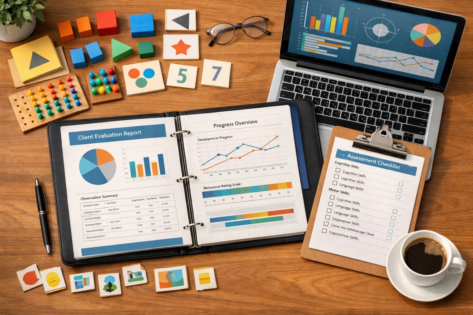 Screening vs. Evaluation: 5 Questions Every Parent Should Ask Before Booking an Appointment | 2 | Milestones Child Psychology Comprehensive neuropsychological evaluation materials including reports, testing tools, and documentation