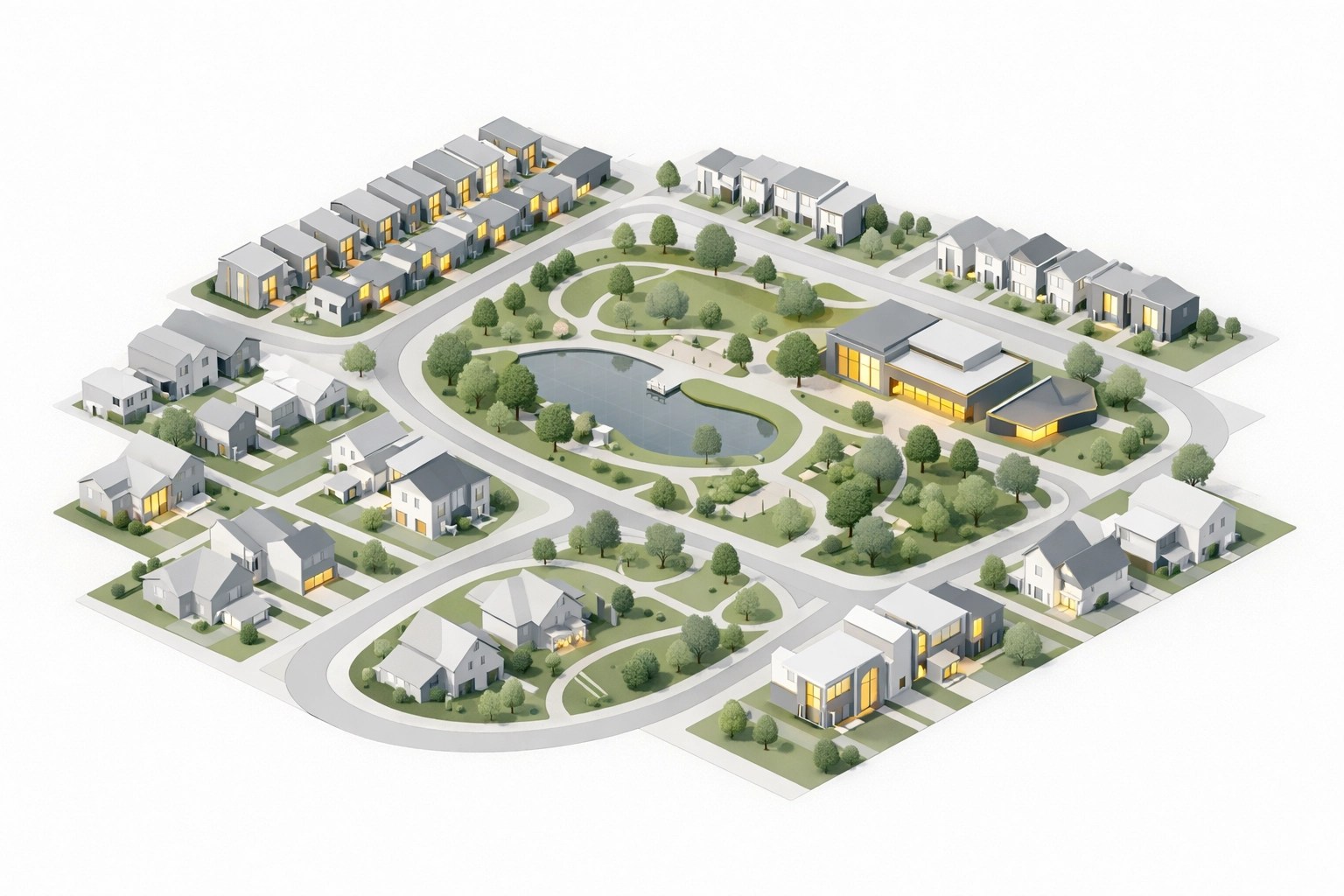 Aerial view of planned community neighborhoods in Summerville SC with homes and green spaces
