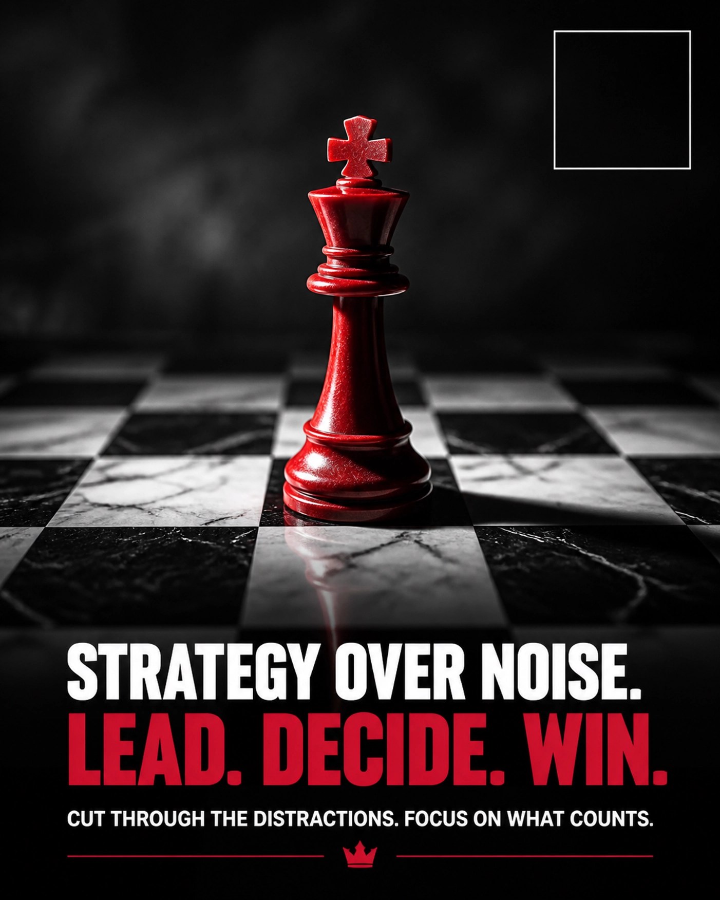 A red chess king on a checkered surface, representing the competitive advantage of daily focus.