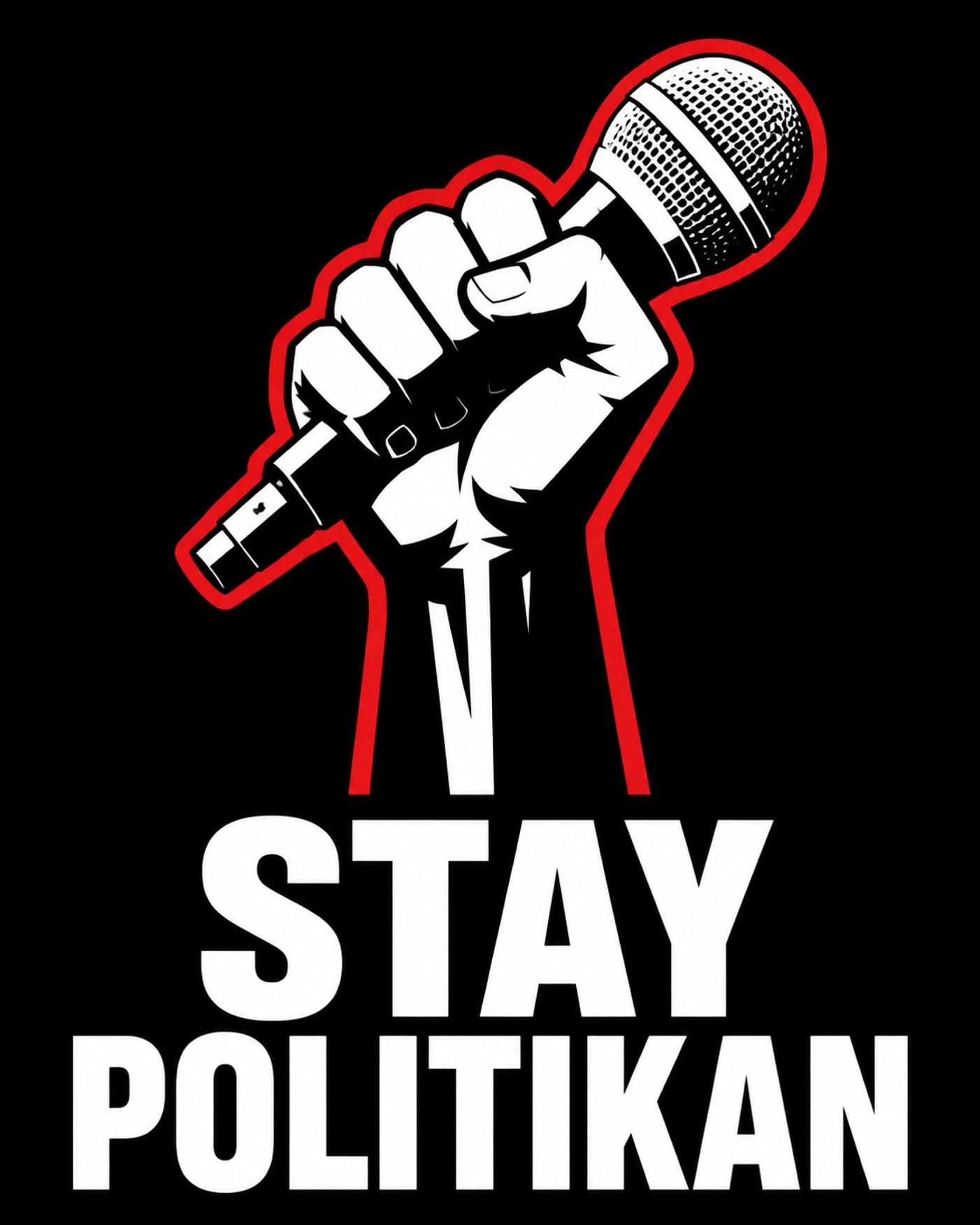 Raised fist holding a microphone symbolizing Black community voice and media empowerment.
