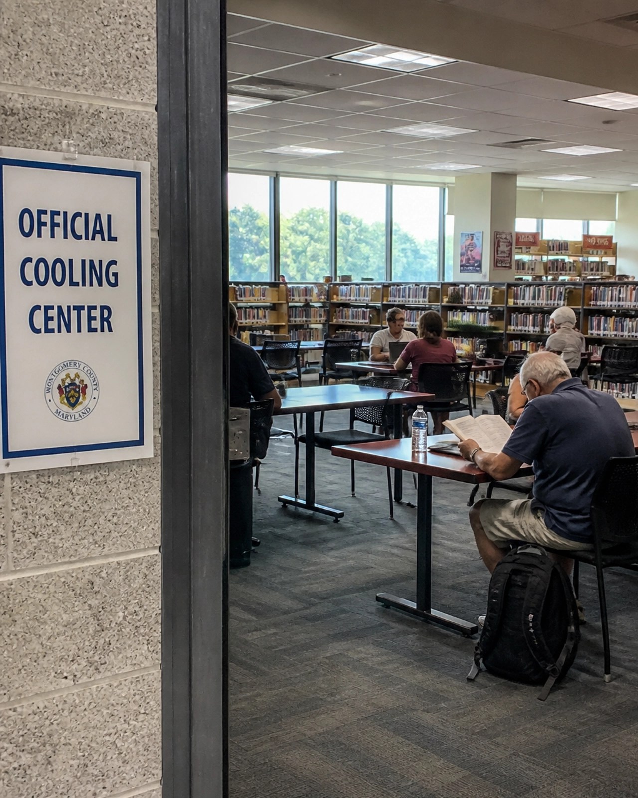 A Maryland public library serving as an official cooling center during the heat wave