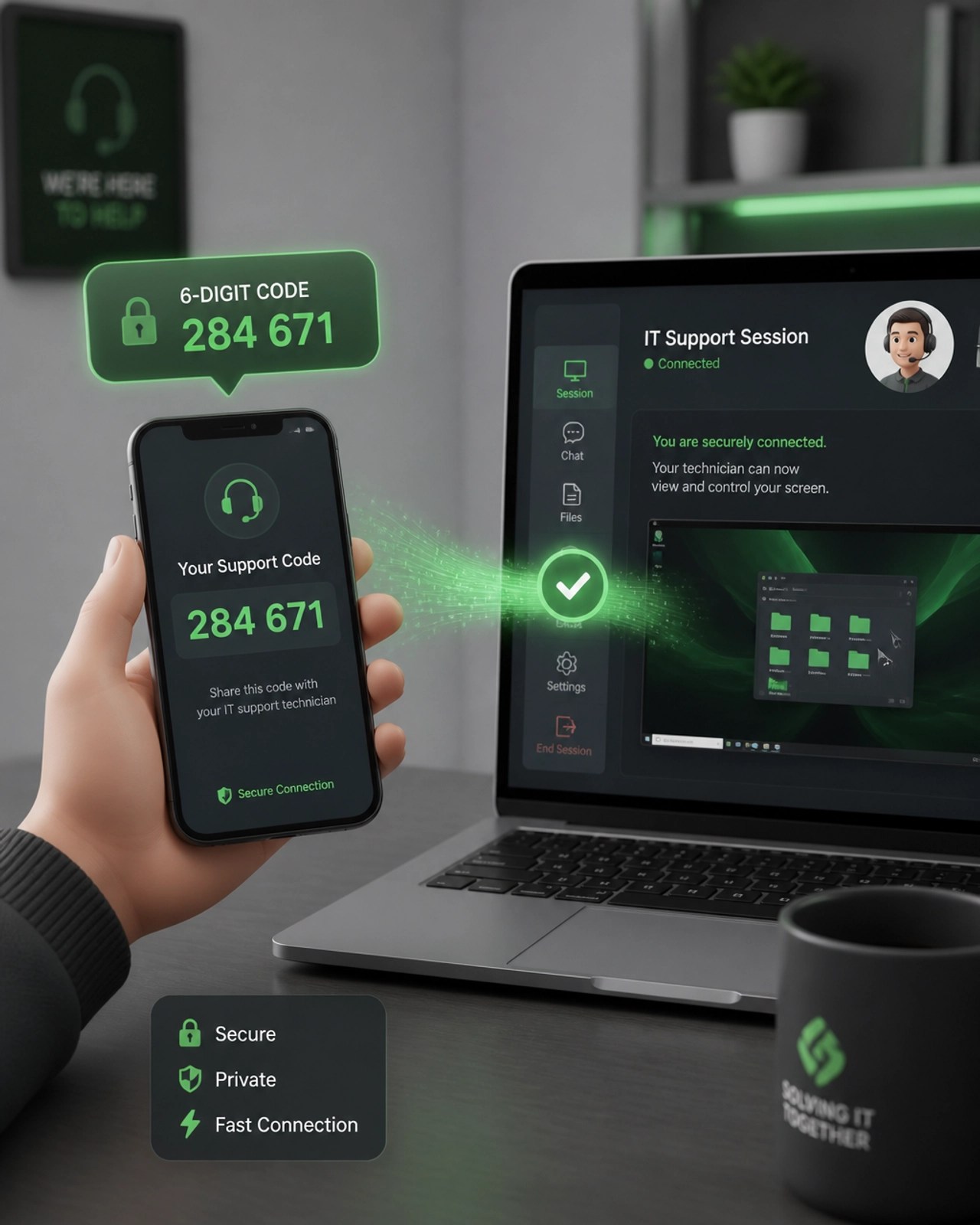 3D illustration of a professional remote IT support session