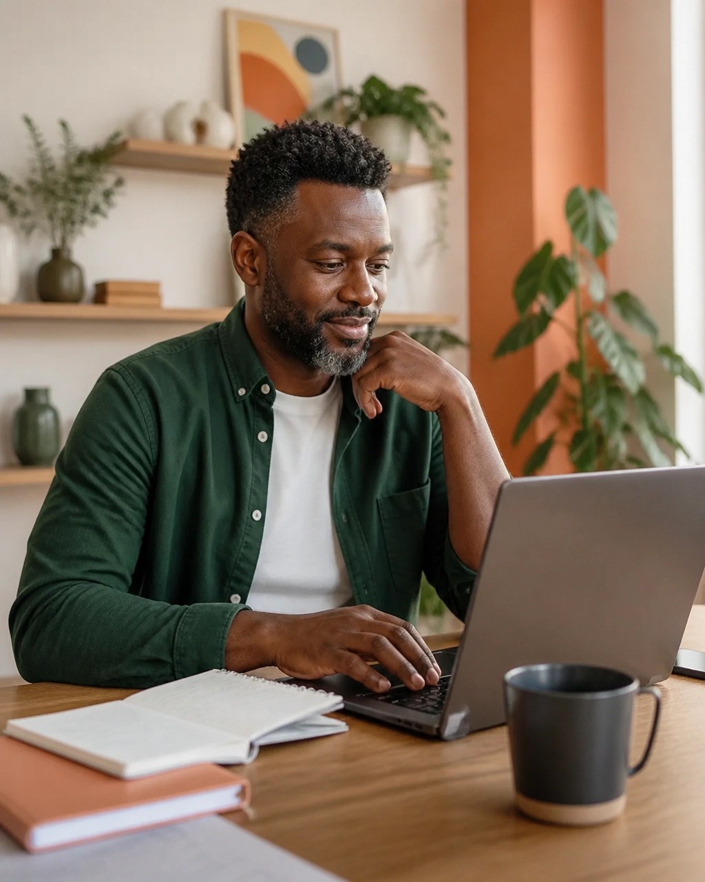 A small business owner using an AI tool to organize notes and draft a customer email