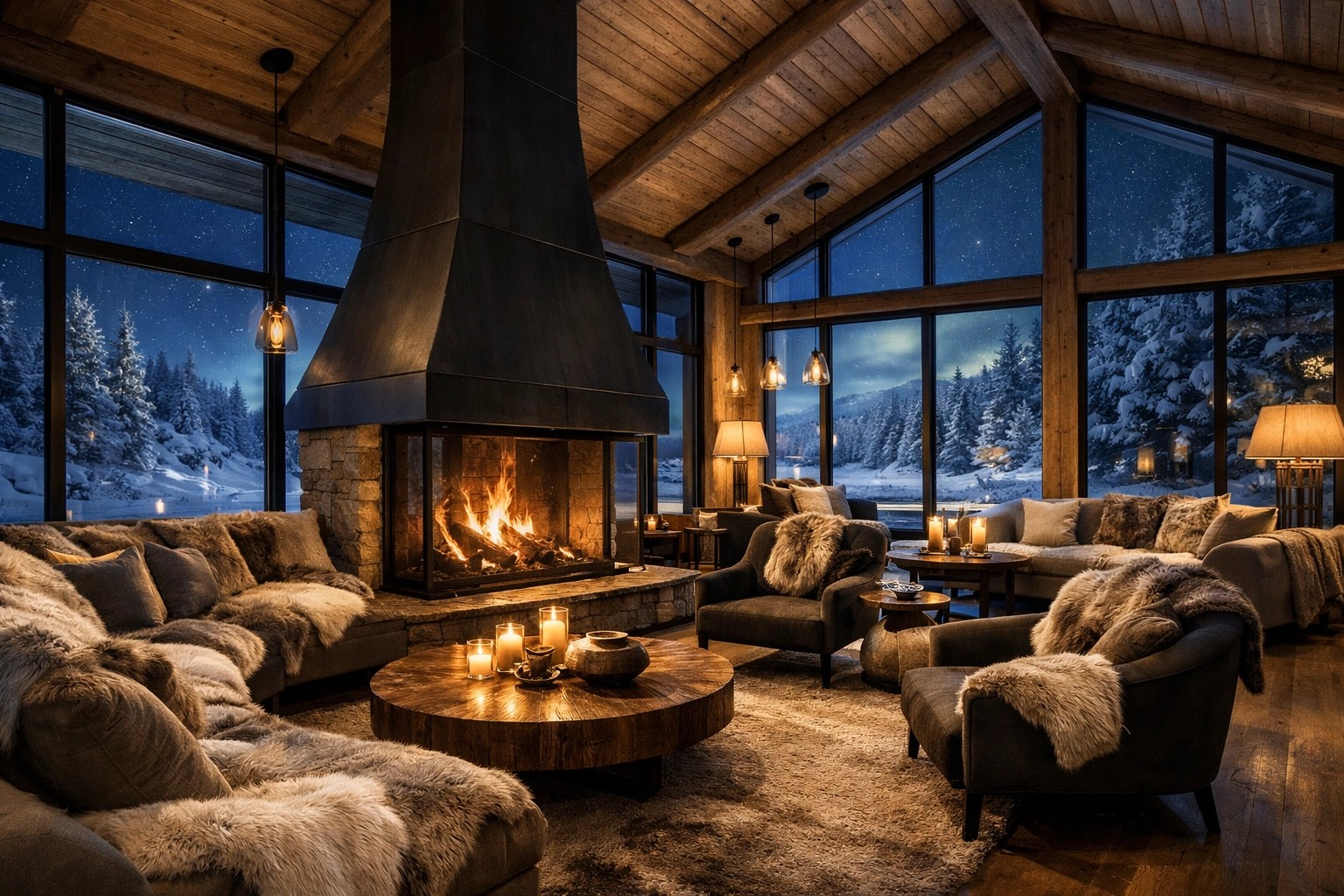 Luxury Arctic lodge interior
