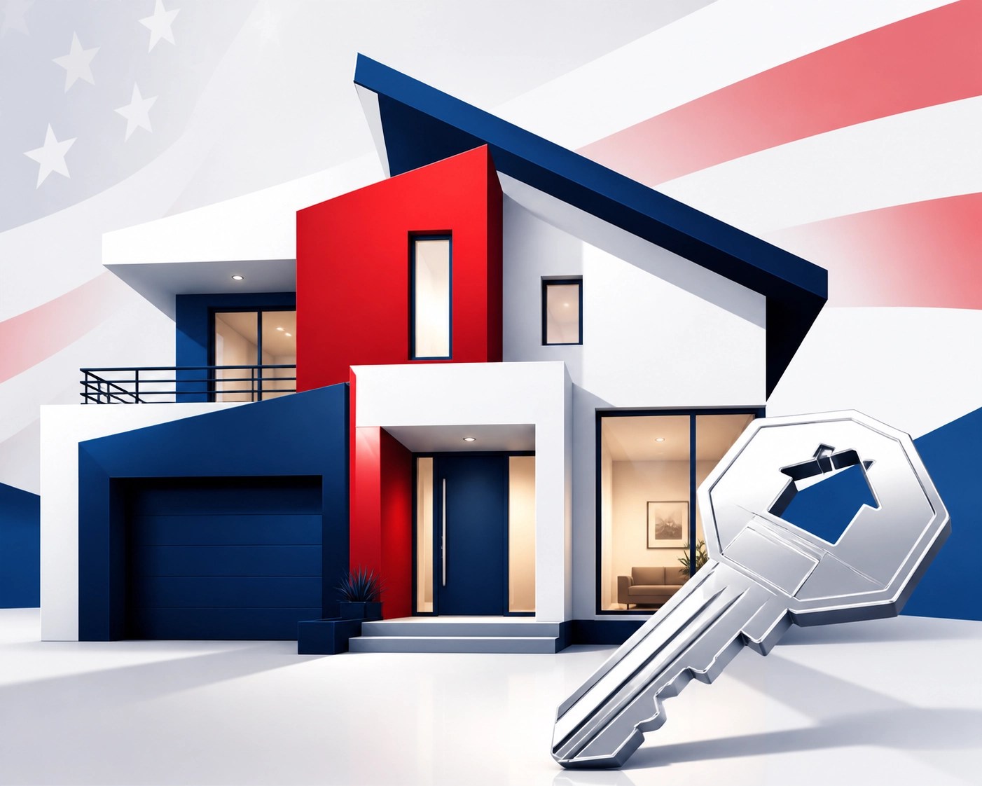 Minimalist home and key illustration showing homeownership support for veterans through the Hometown Hero Credit.