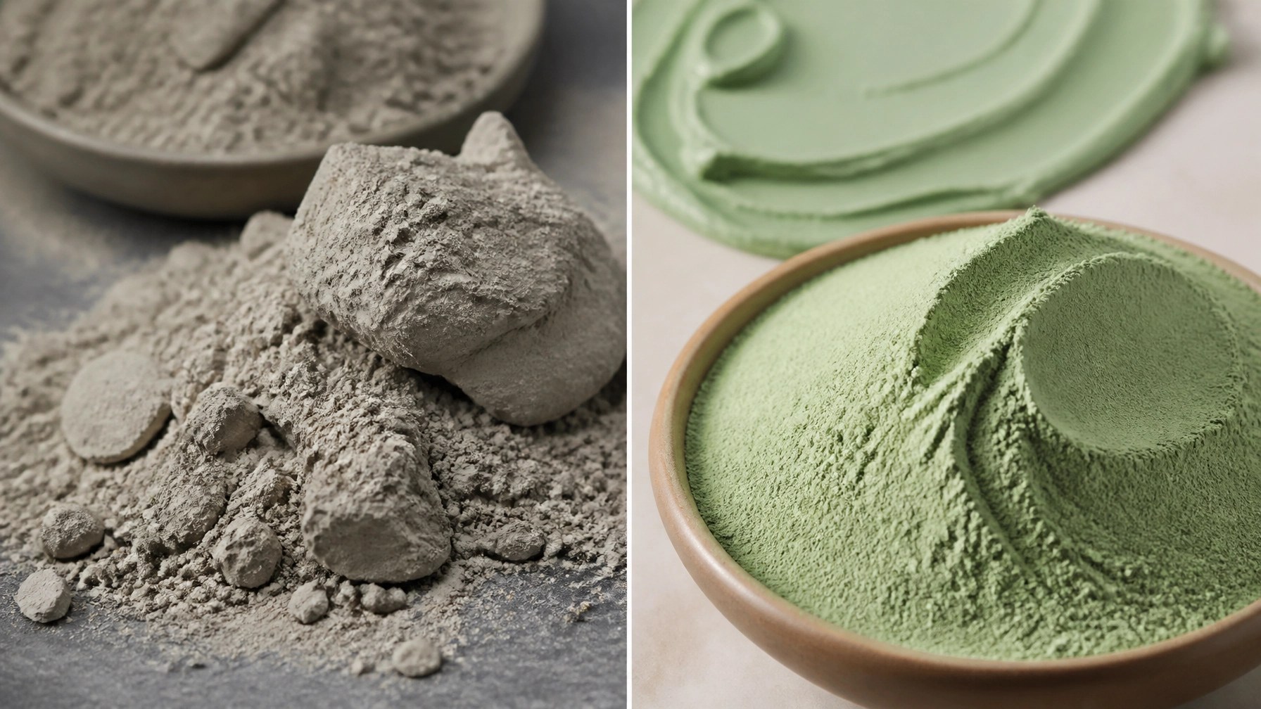 Comparison of gritty bentonite vs smooth French green clay