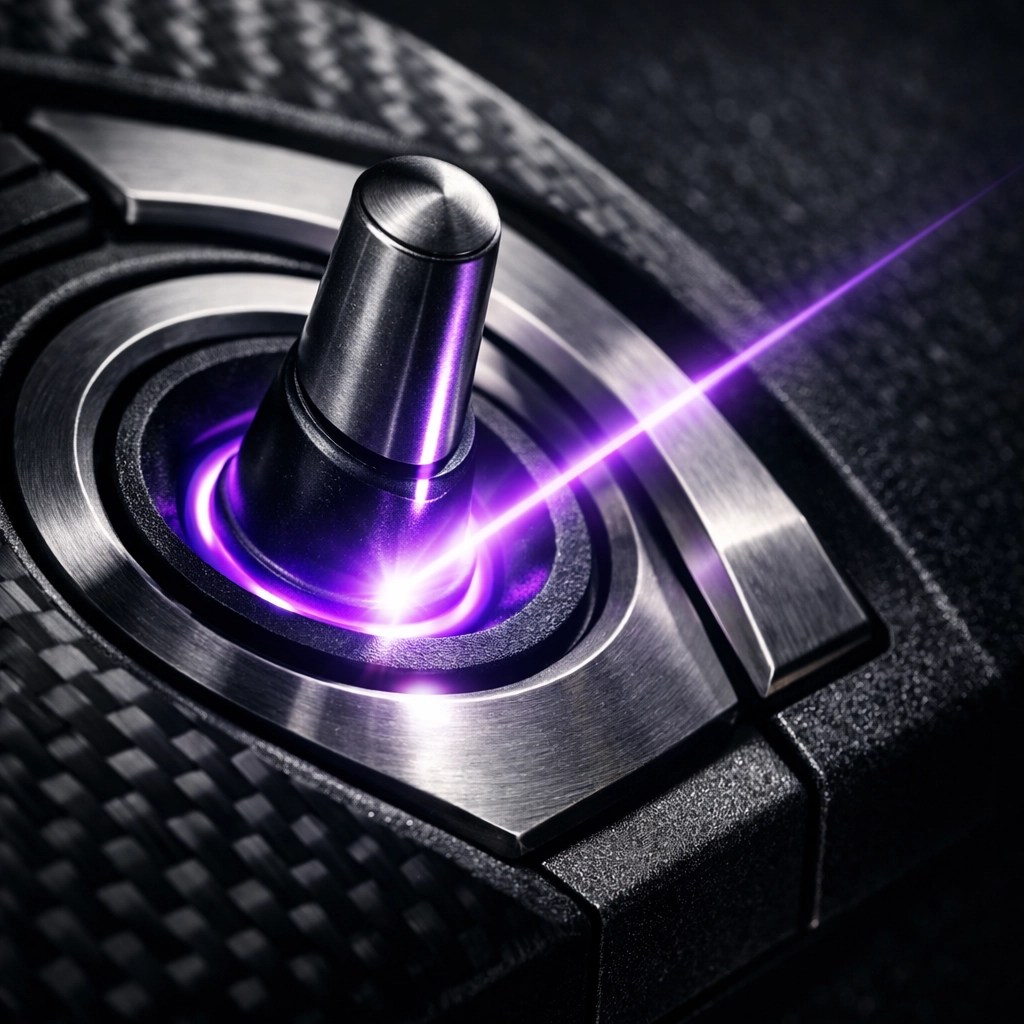 A glowing high-tech component symbolizing the activation of a high-performance agency profit machine.