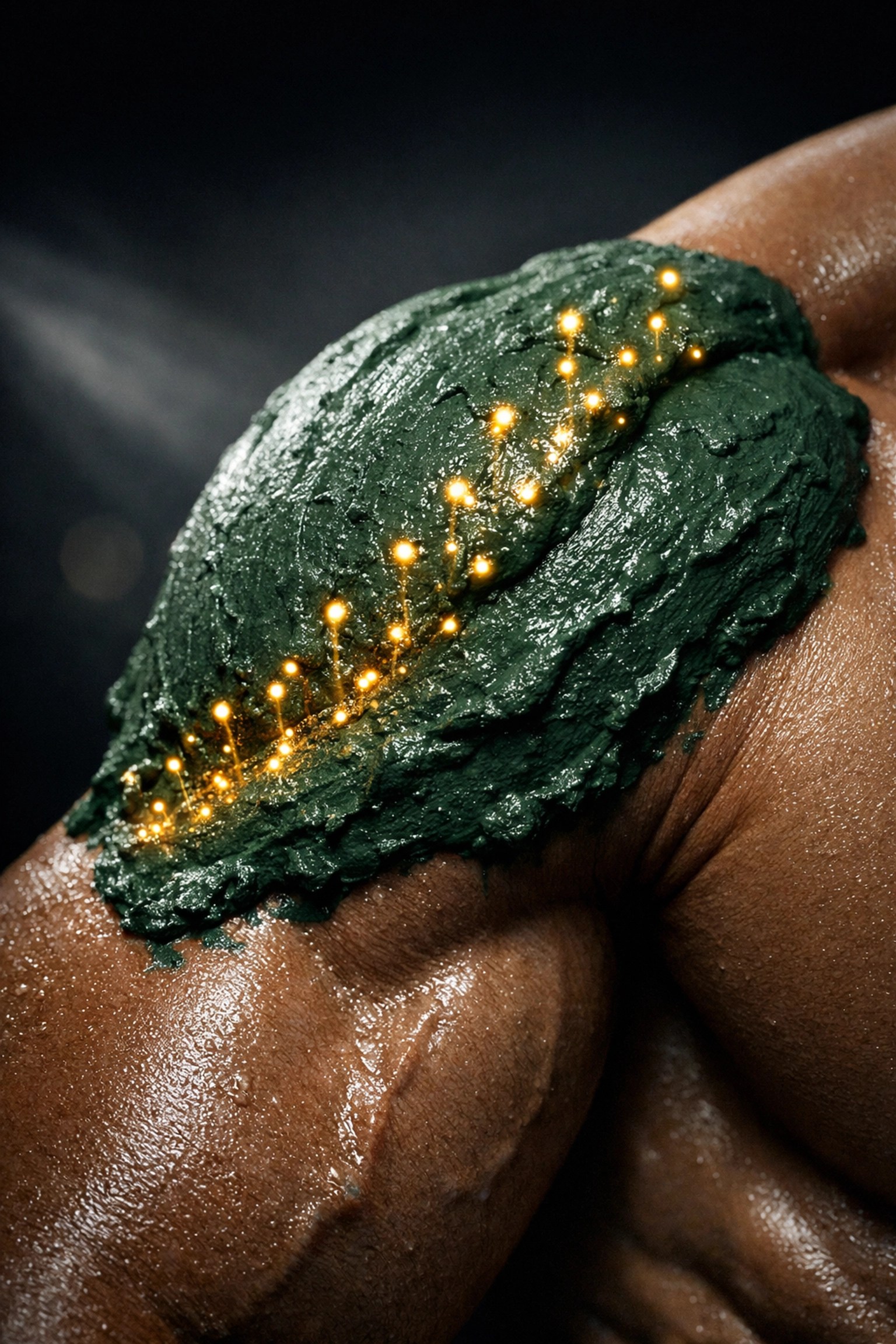 French green clay drawing out muscle inflammation and toxins for natural recovery.