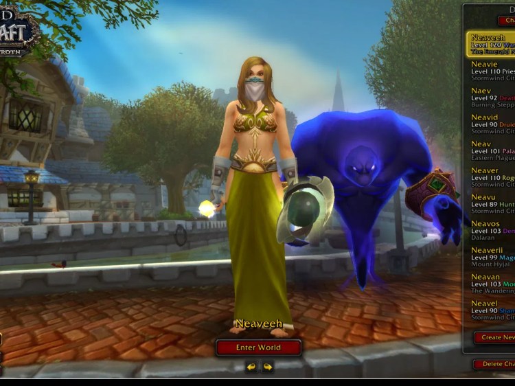 The roster on the Shadowlands login screen Neav Games wow characters