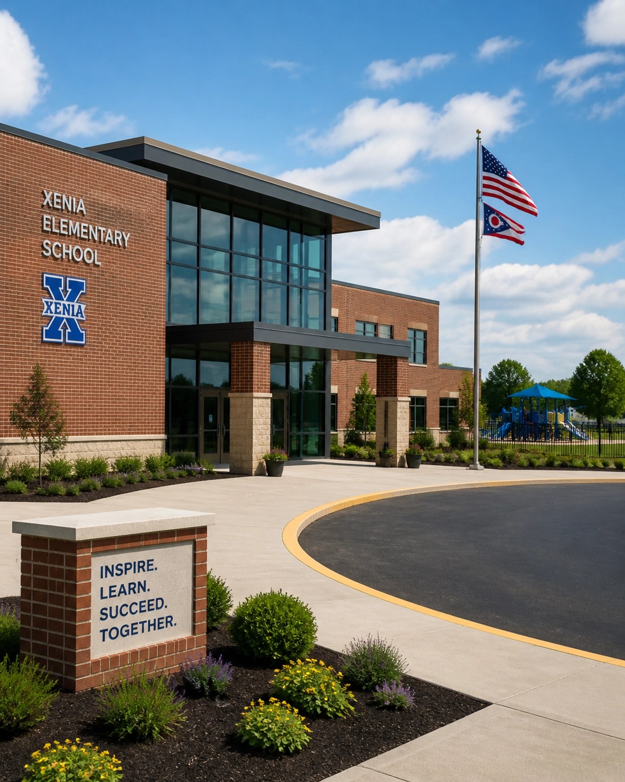 Modern elementary school exterior in Ohio