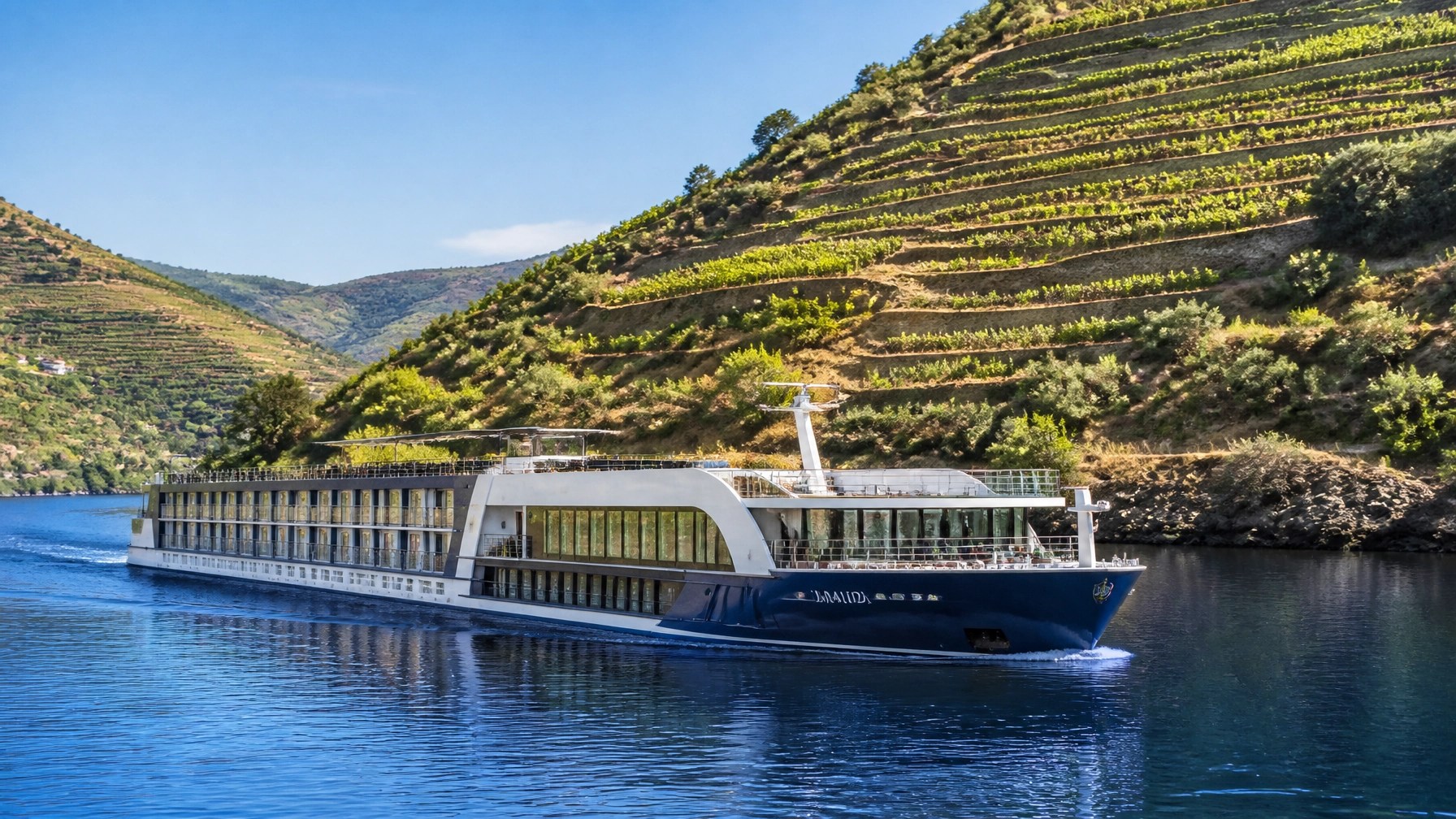 Elegant private quinta terrace in the Douro Valley overlooking vineyards