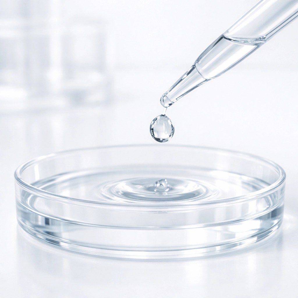 Precision lab dropper representing pure cellular regeneration and peptide longevity research.