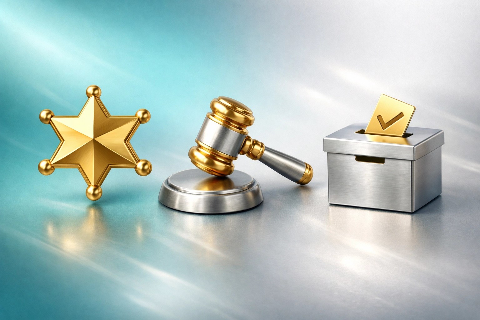 Civic icons for sheriff and judge offices representing New Mexico local government candidate filings.