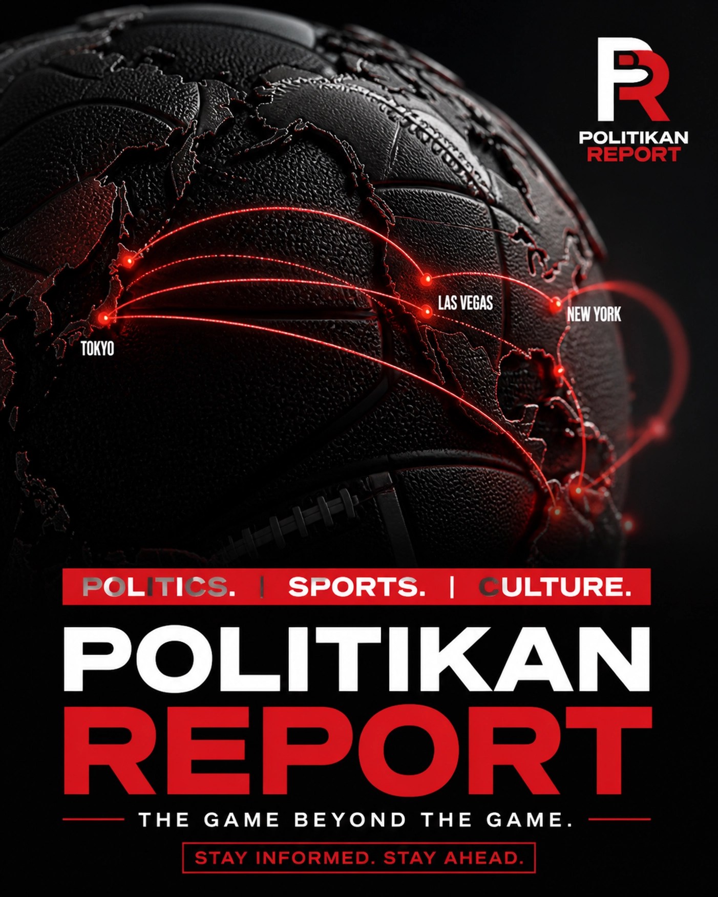Global map textured with sports ball patterns, illustrating the worldwide reach of today’s culture and sports news.