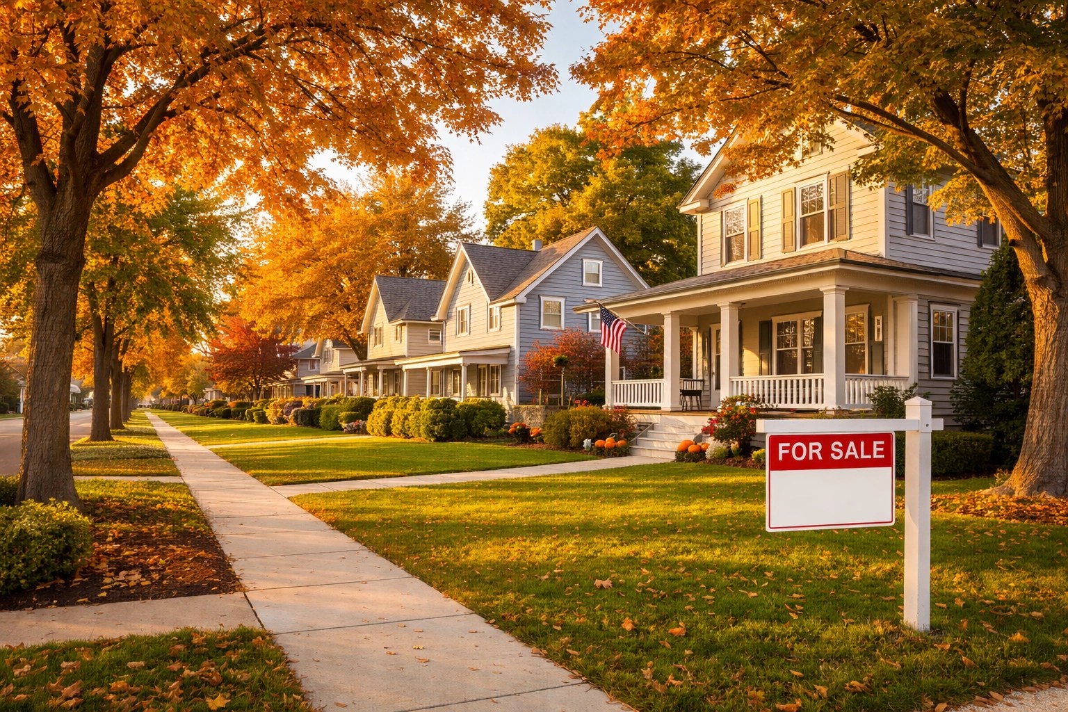 Charming suburban street with single-family homes for sale in Hamilton, New Jersey