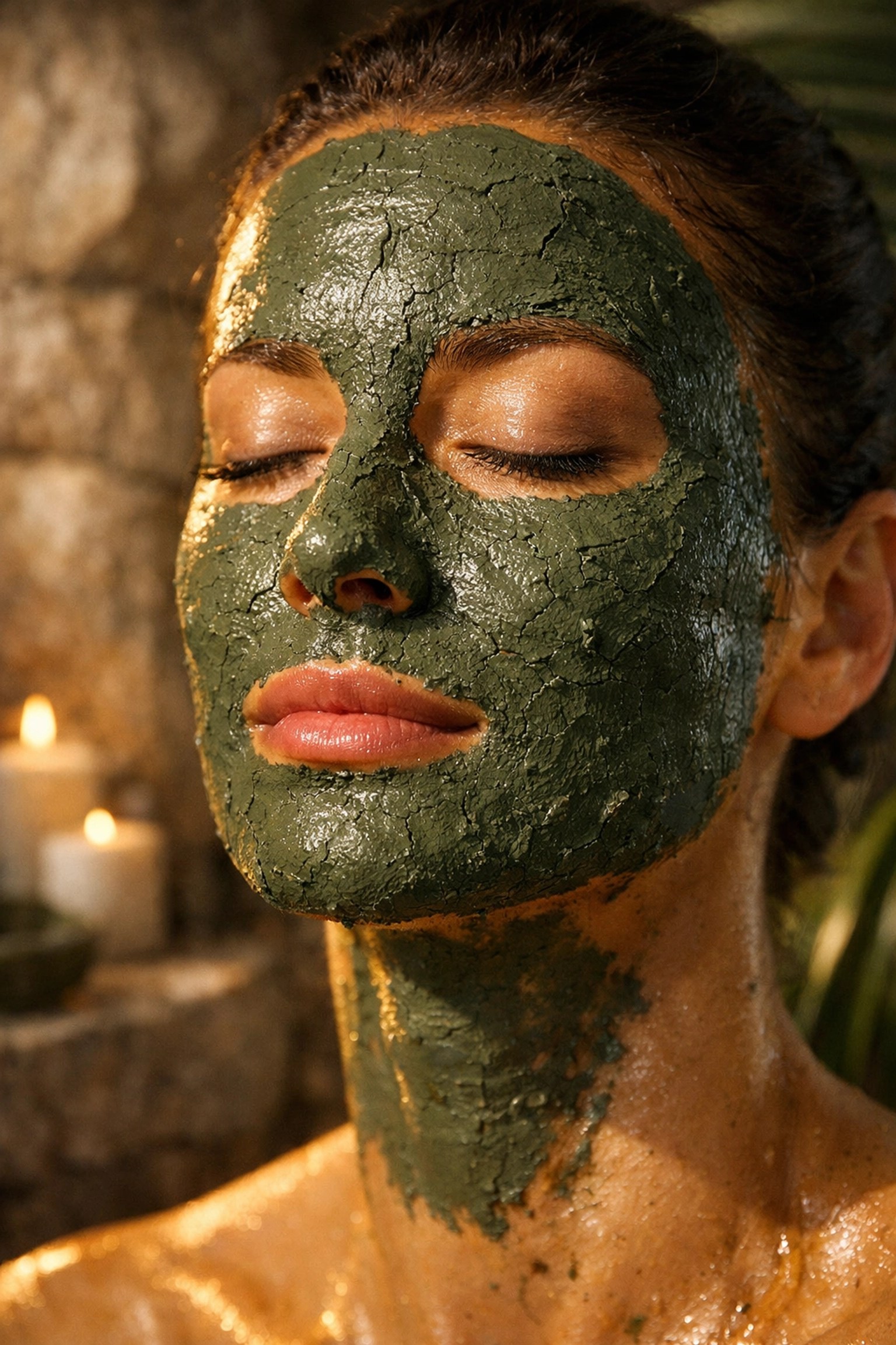 A relaxing holistic facial treatment using pure green healing clay for a deep skin detox.