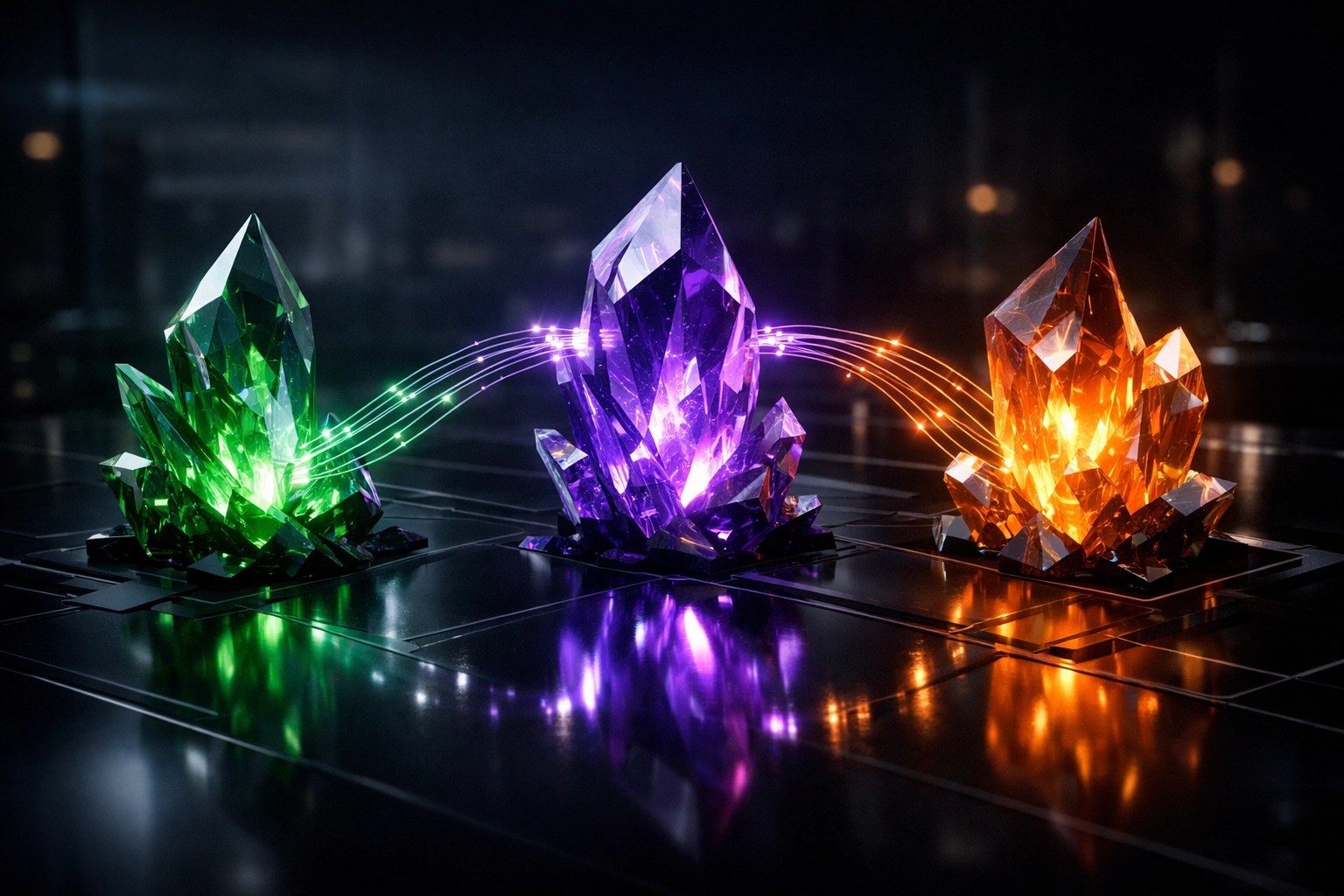 Interconnected glowing forms representing WordPress, Webflow, and Shopify scaling strategies