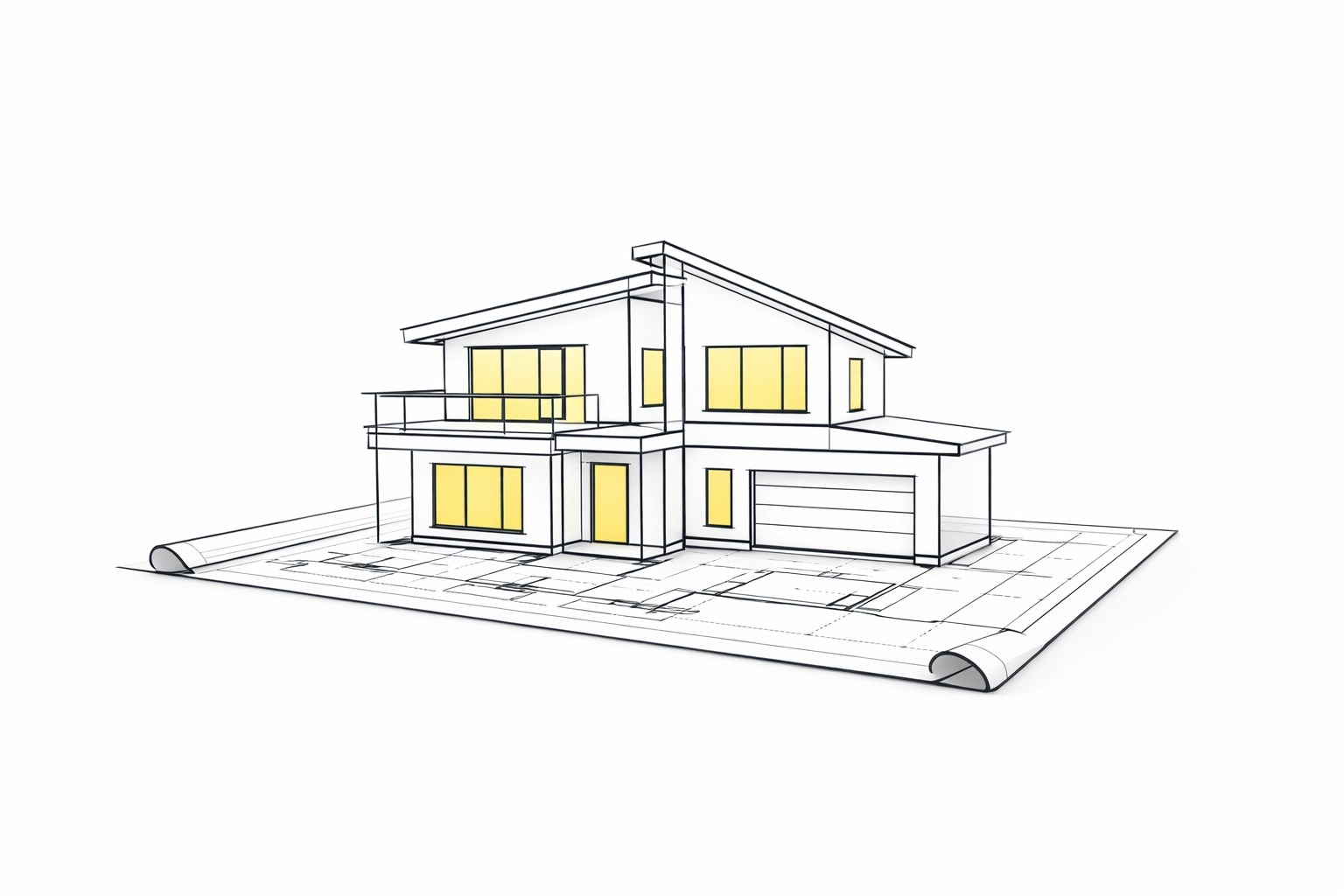 Architectural blueprint showing efficient design-to-build process for a custom $125 per sq ft home.