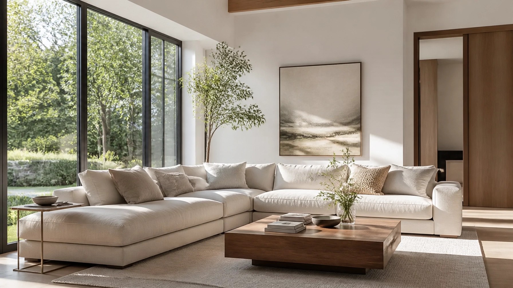 A modern, bright living room with natural light, representing the dream home buyers are searching for
