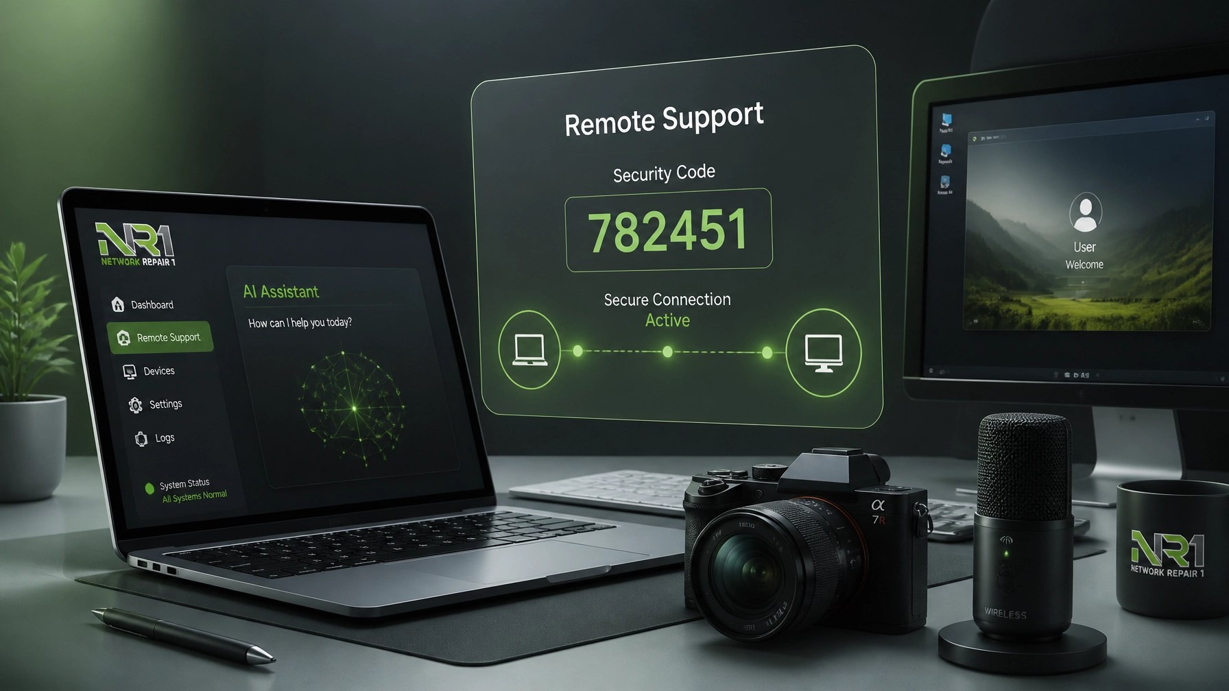 Remote IT Support and Gadgets Illustration