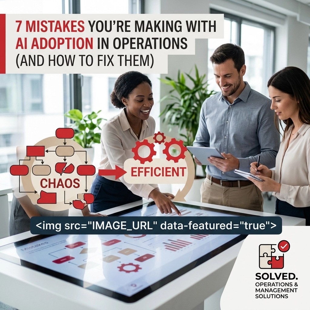 7 Mistakes You’re Making with AI Adoption in Operations featuring Solved. logo overlay
