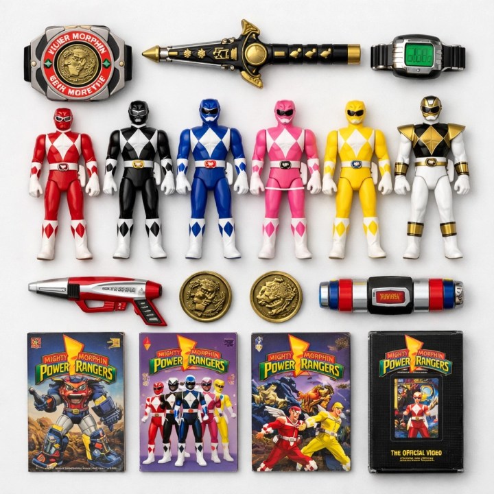 Curated vintage Power Rangers collection arranged in organized grid layout
