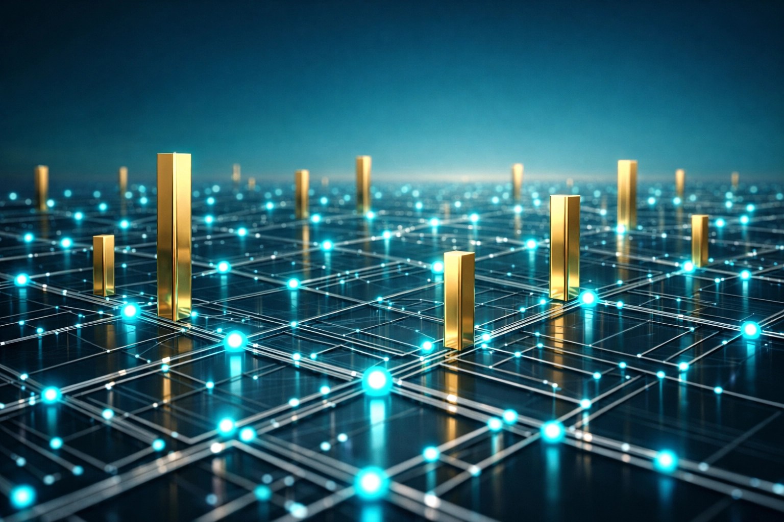 A digital interconnected grid symbolizing scalable compliance systems for PACs and government agencies.