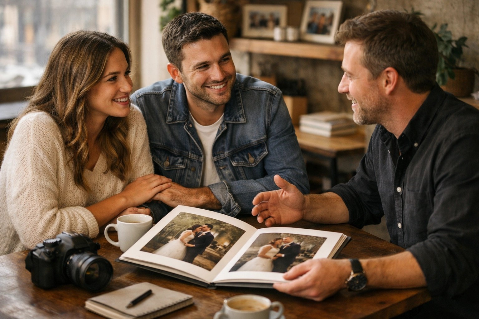 Kent wedding couple meeting photographer in person during consultation