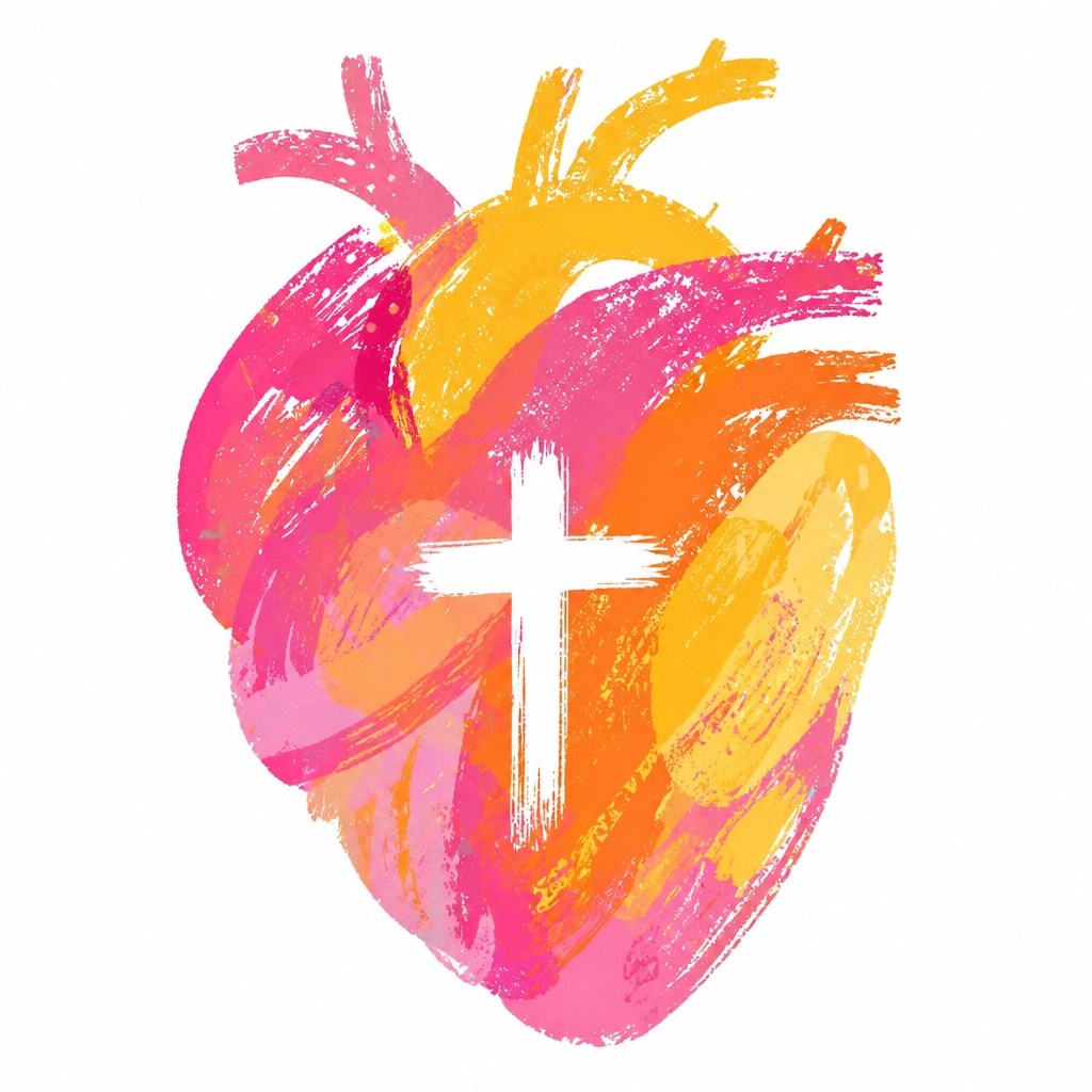 A hand-drawn heart with a cross, symbolizing spiritual healing