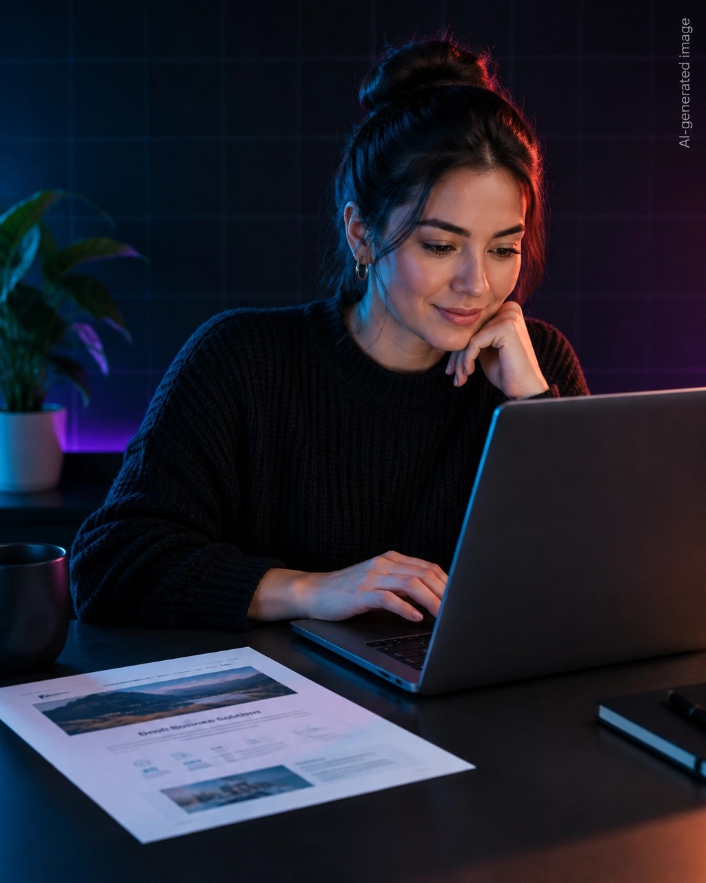 Business owner viewing a search answer on a laptop