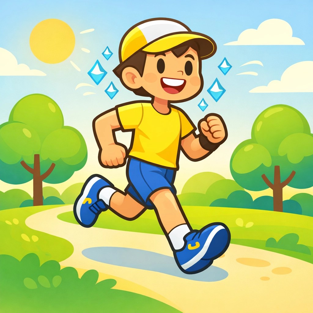 A happy person jogging to show the health benefits of sweating with aluminum-free deodorant.