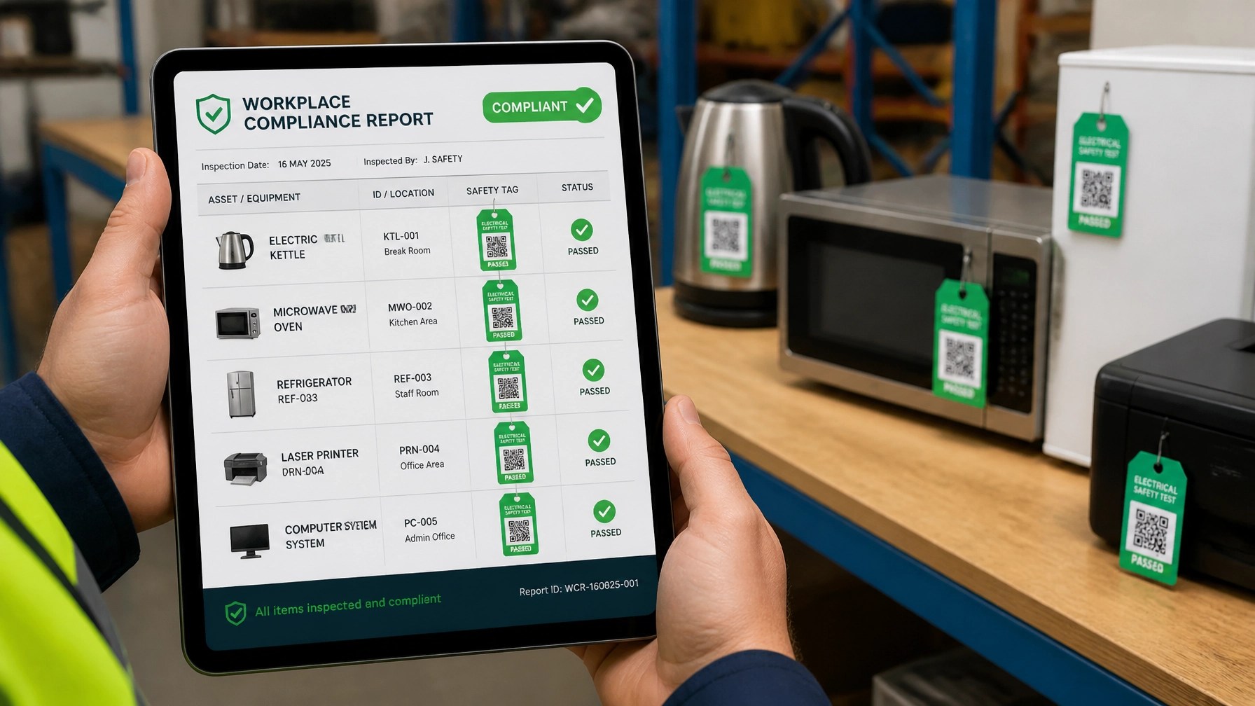 Digital compliance reporting and QR-coded asset management