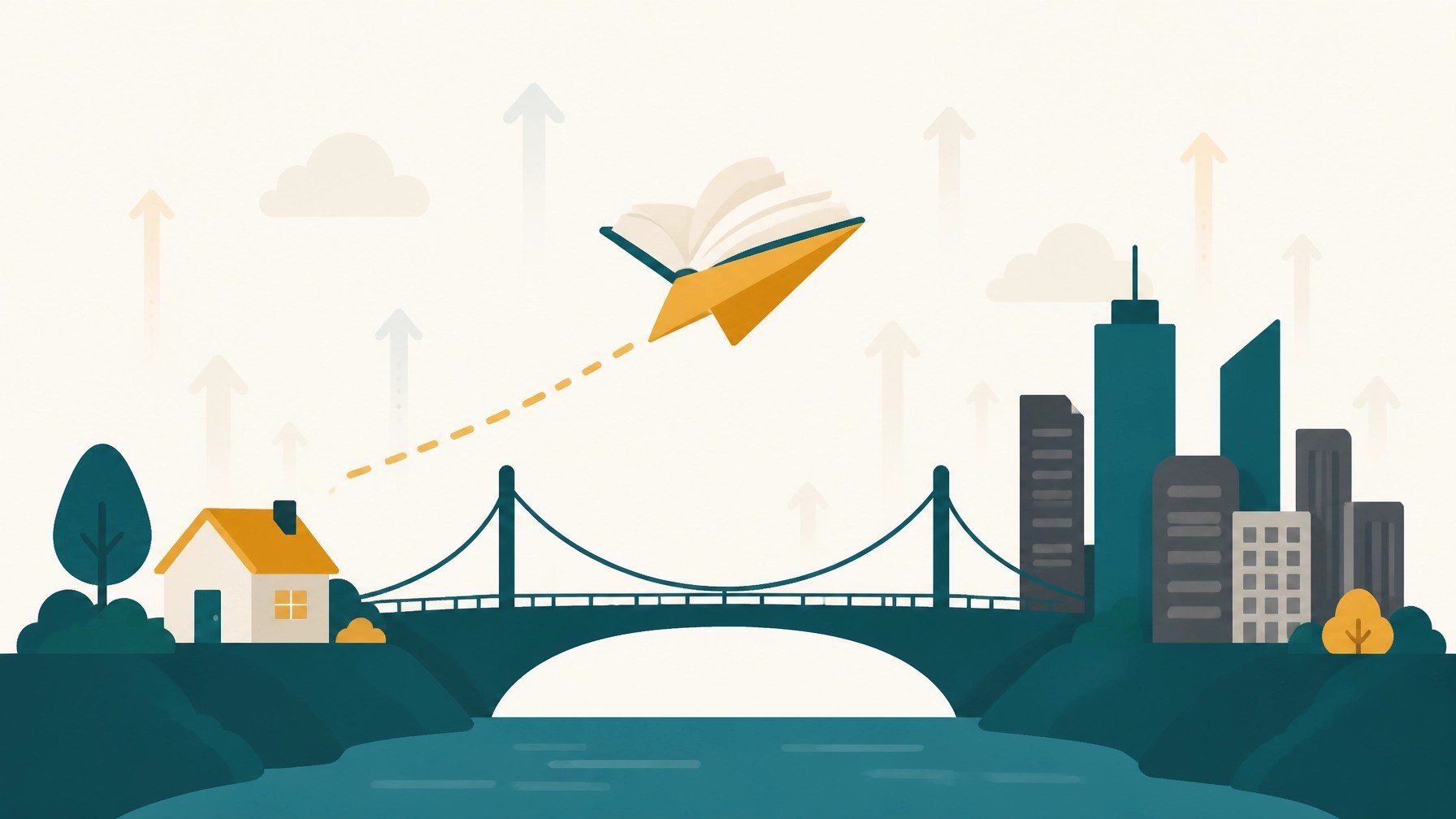 A minimalist bridge icon representing the connection between different educational paths