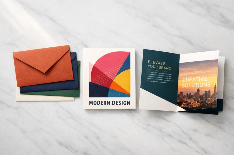Premium printed marketing materials like envelopes and postcards from printing services rochester.