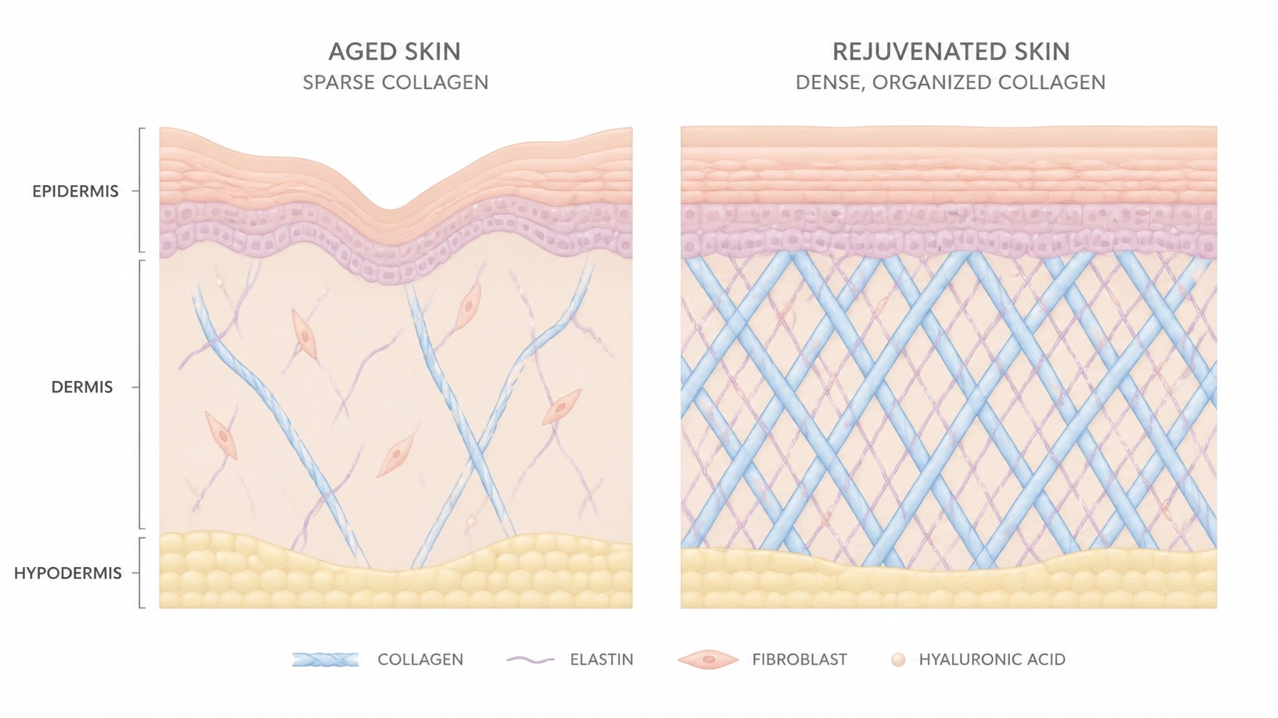 Skin Layer Comparison: Collagen and Elastin Density