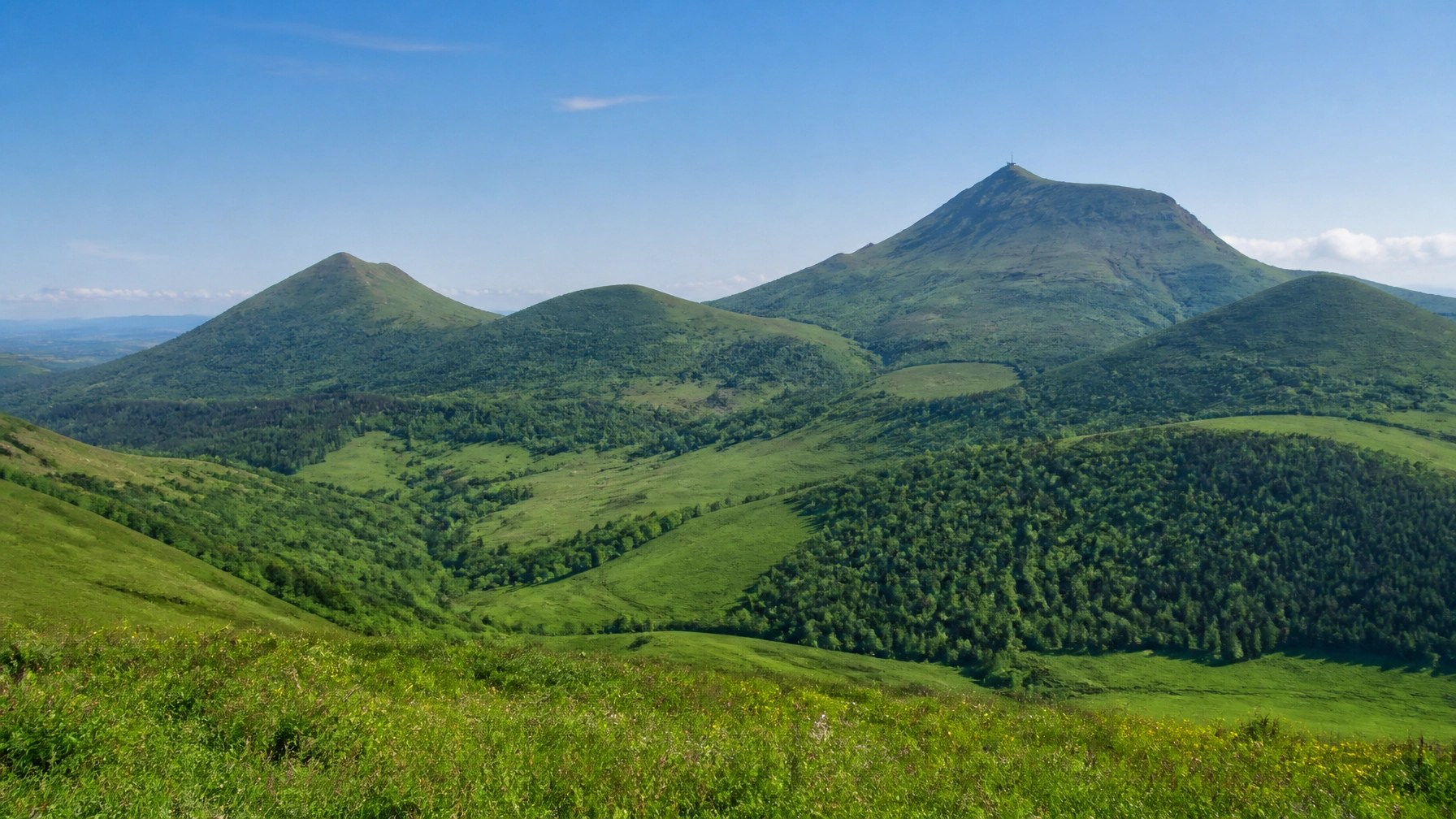 The volcanic landscape of Auvergne, France, the source of Clayer green clay