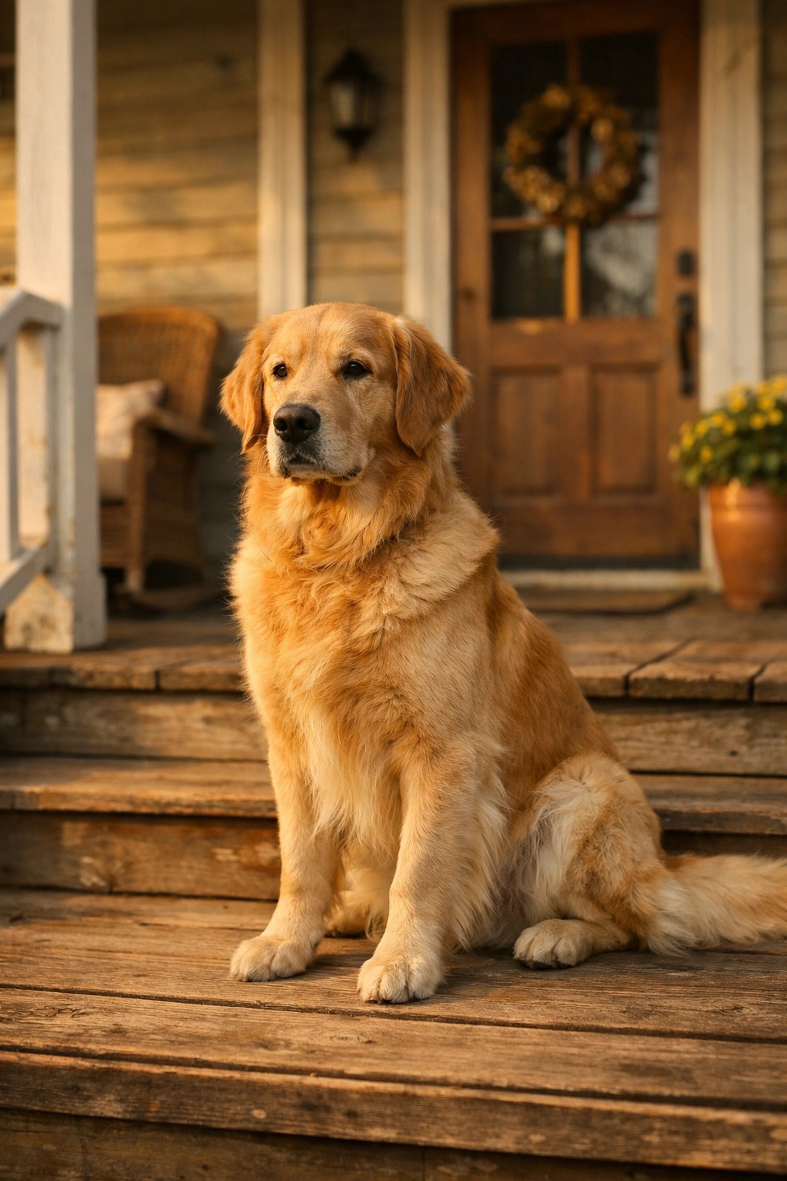 A loyal dog guarding a family home, symbolizing life insurance for mortgage protection.