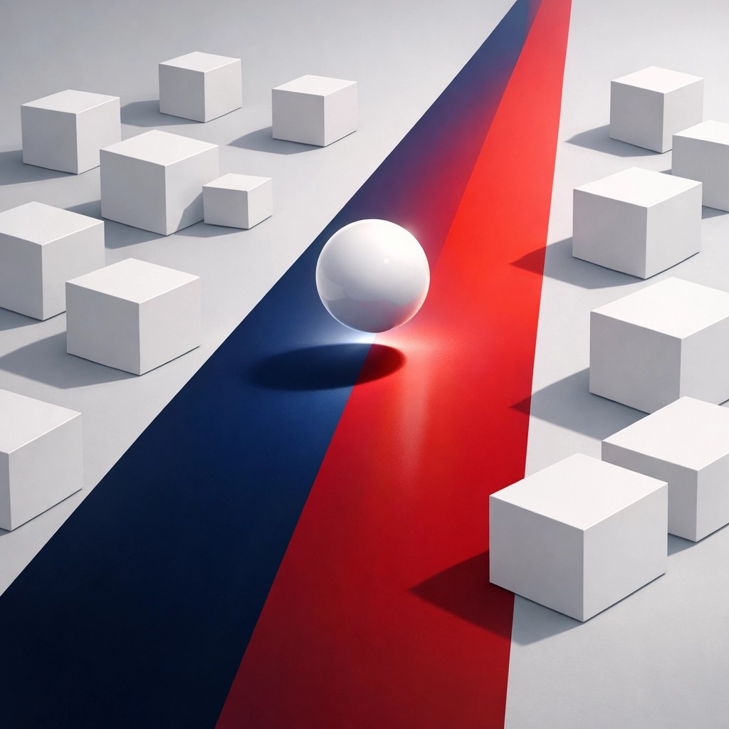 Patriotic geometric path illustrating the clear choice and transparency of VA loan benefits for veterans.