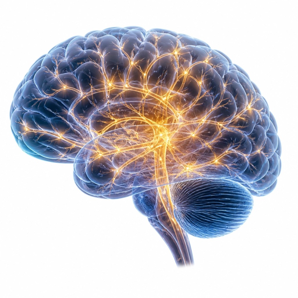 Neural pathways in the brain visualization