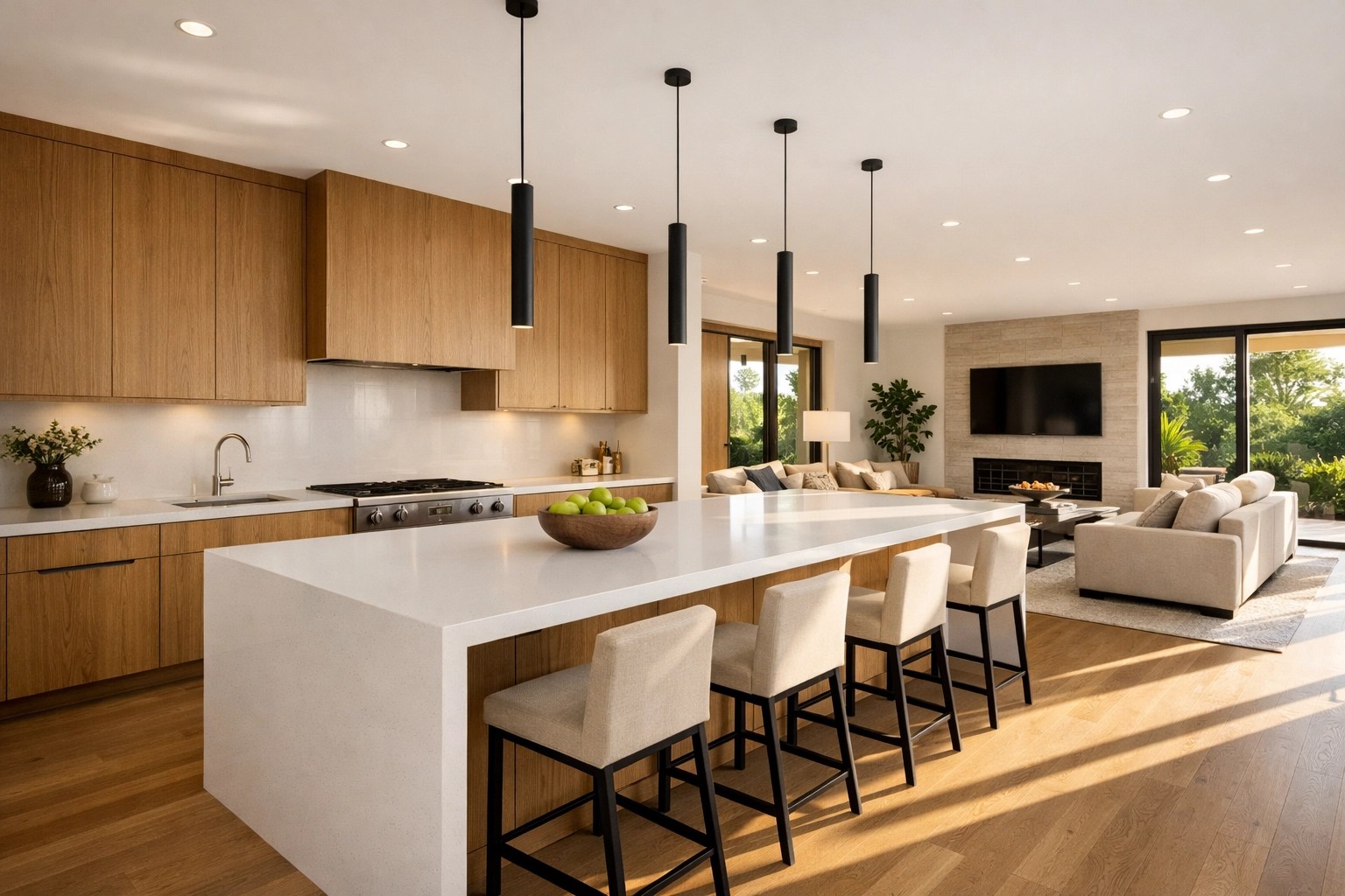 Rénovation de cuisine moderne haut de gamme réalisée par un entrepreneur à Trois-Rivières.