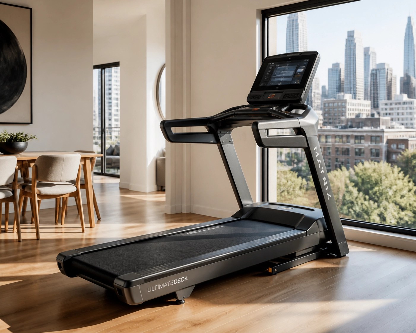 Modern treadmill in a sun-lit Melbourne home showing the convenience of treadmill hire.