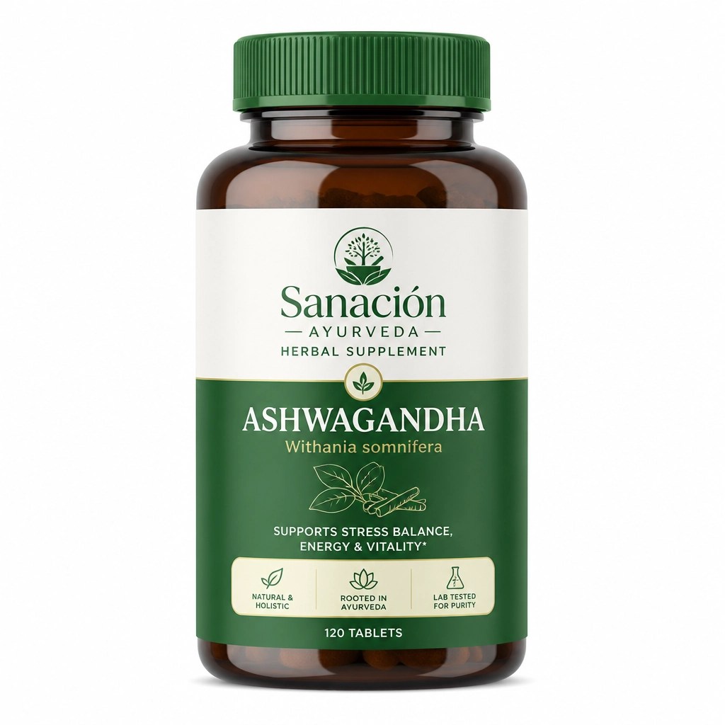 Suplemento de Ashwagandha en tabletas de Sanación Ayurveda