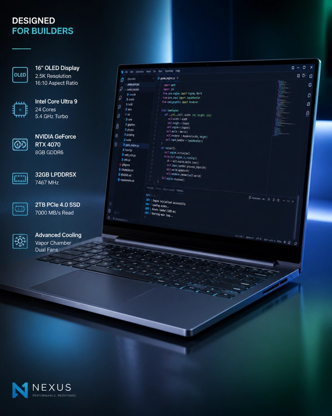 High-performance laptop 3D illustration