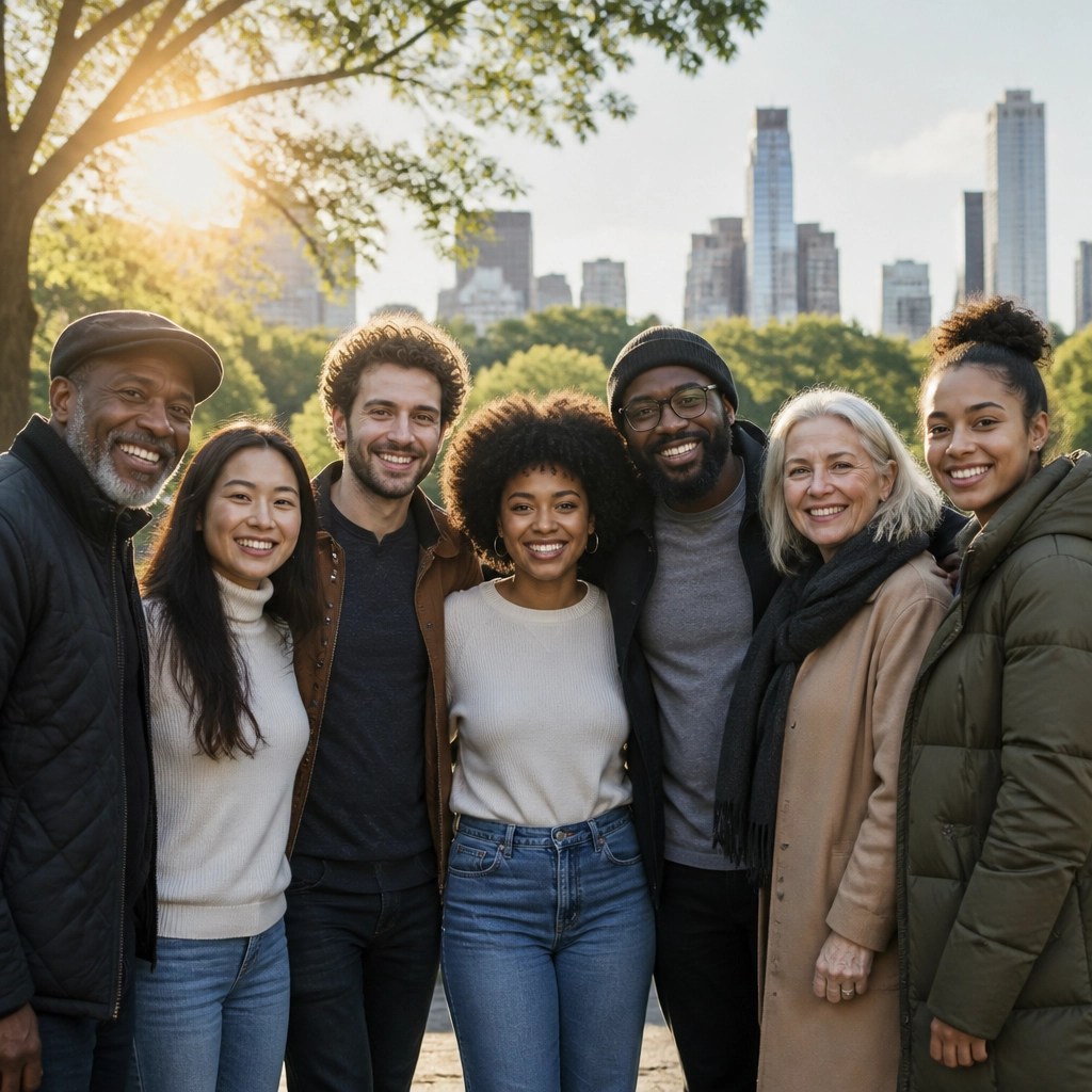 A group of happy and secure New Yorkers