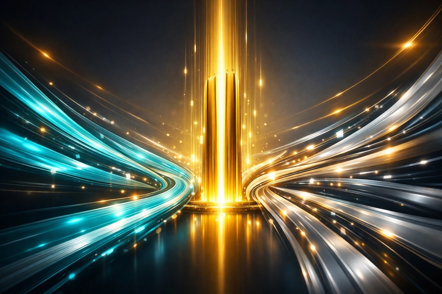 Data streams flowing toward a central point during peak campaign finance reporting deadline traffic.