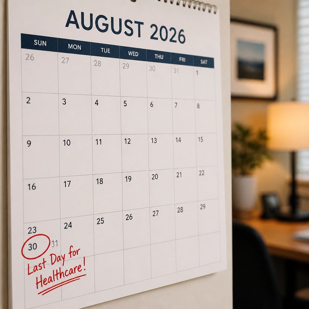 A calendar highlighting the urgent August 30 deadline for NY healthcare