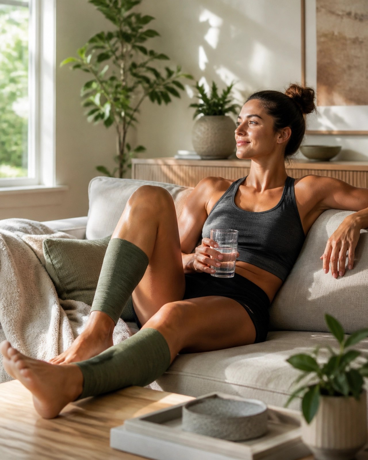 Athlete recovering with clay wraps