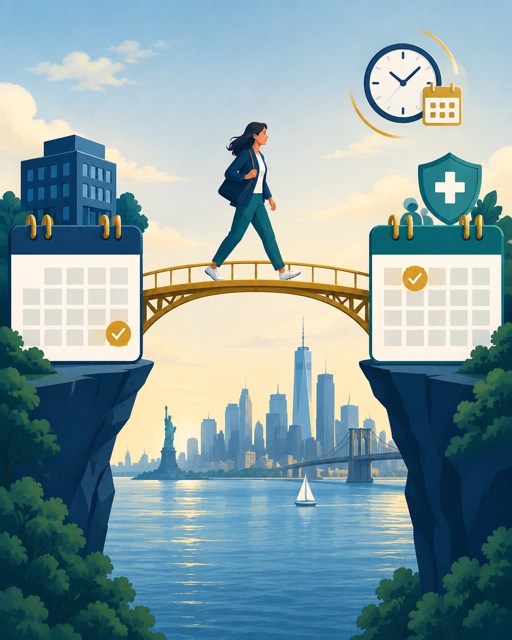 Calendar bridge showing continuous coverage from employer insurance to a Qualified Health Plan
