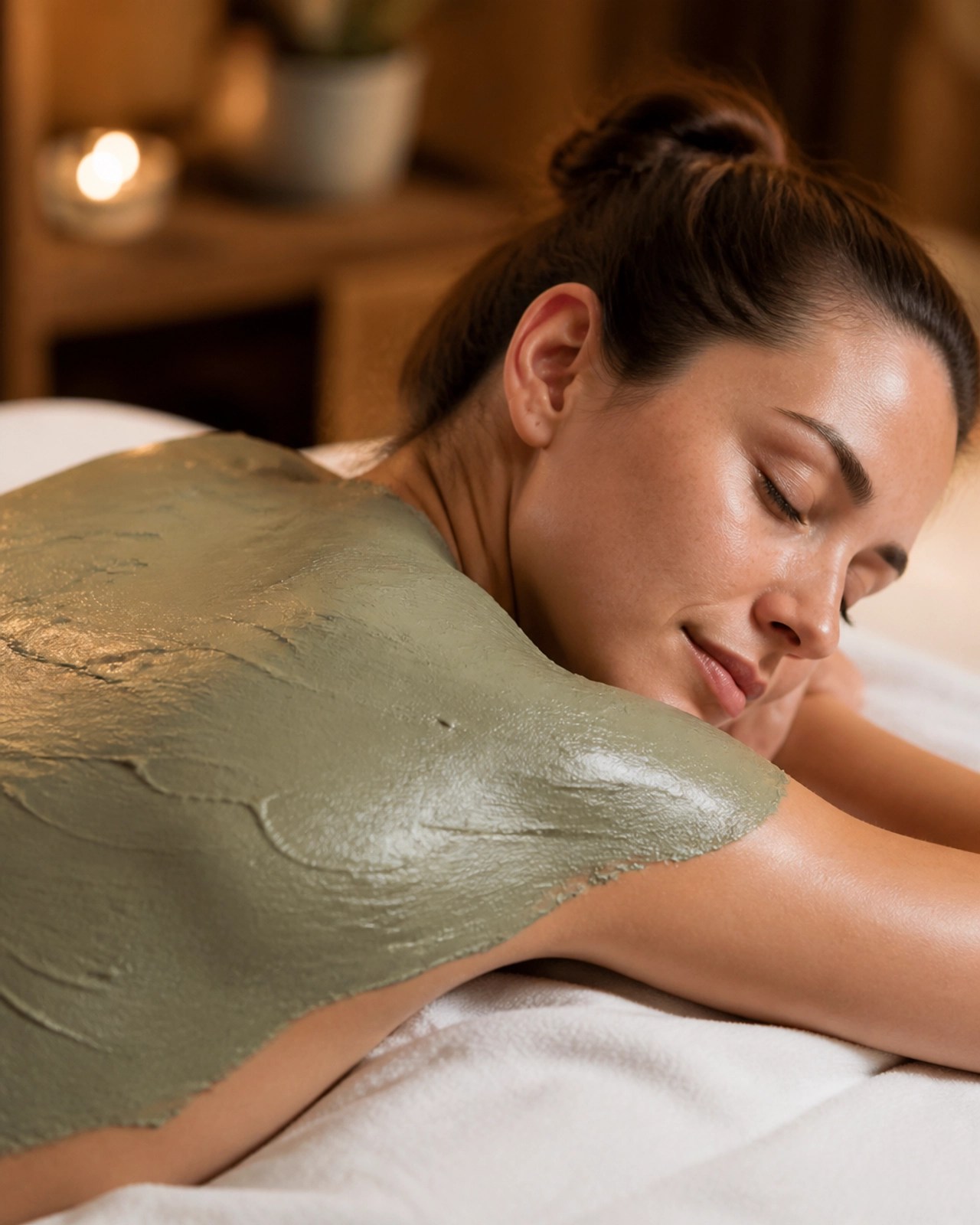 Person relaxing with clay mask