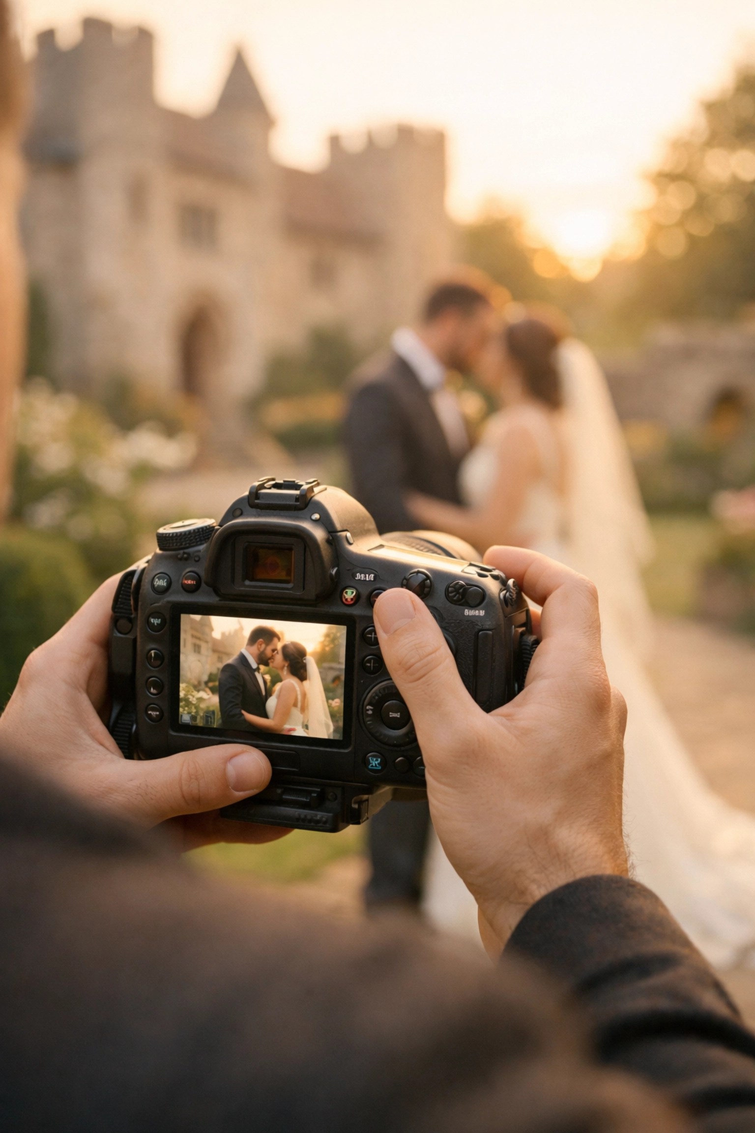Wedding photographer capturing moments at a Kent venue with professional camera